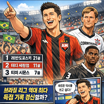 레반도프스키 브라질 리그 득점 1위 압도적 질주셰링
